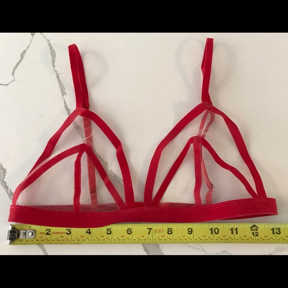 Savage x Fenty Mesh Red Velvet Bra Medium - Picture 2 of 6